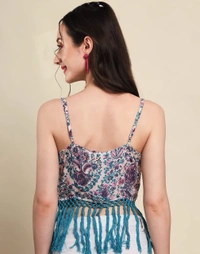 Trendarrest Rayon Unique Crop Top - Multicolor, S, Free