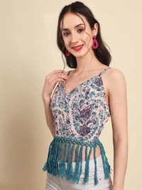 Trendarrest Rayon Unique Crop Top - Multicolor, S, Free
