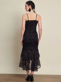 Trendarrest Floral Frill Dress - Black, L, Free