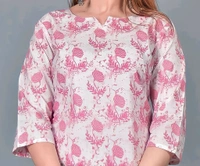 Cotton Short Kurti - Multicolor, L, Free