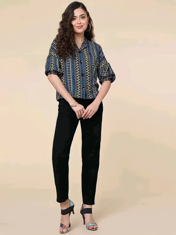 Printed Casual Shirt - Multicolor, S, Free