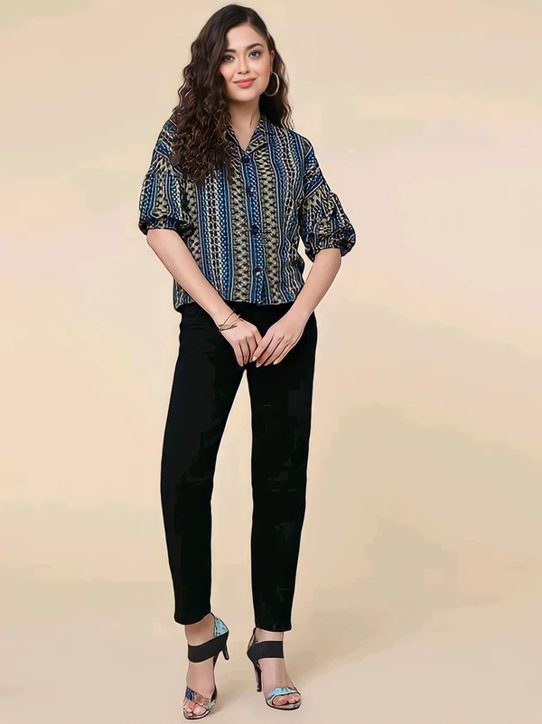 Printed Casual Shirt - Multicolor, L, Free