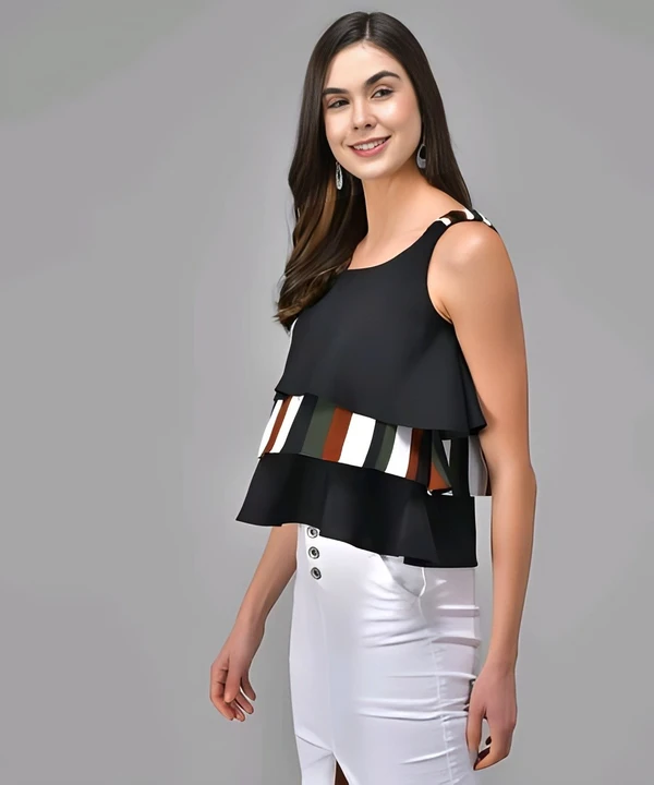 Stylish Buffer Top - Black, L, Free