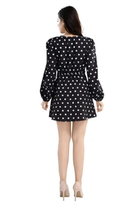 Polka Dot Fit & Floral Mini Dress - Multicolor, XXL, Free