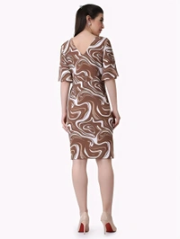 Knee Length Bodycon Dress - Multicolor, M, Free