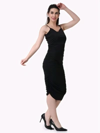 Partywear Black Bodycon Dress - Black, XL, Free