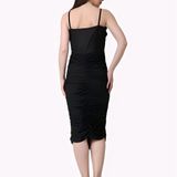 Partywear Black Bodycon Dress - Black, L, Free