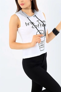 Cotton Hooded T-Shirt - White, L, Free