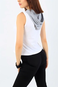 Cotton Hooded T-Shirt - White, L, Free