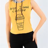 Cotton Hooded T-Shirt - Mustard, L, Free