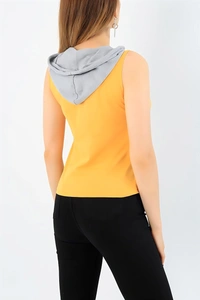 Cotton Hooded T-Shirt - Mustard, L, Free