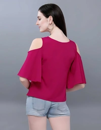 Solid Crepe Top - Maroon, S, Free