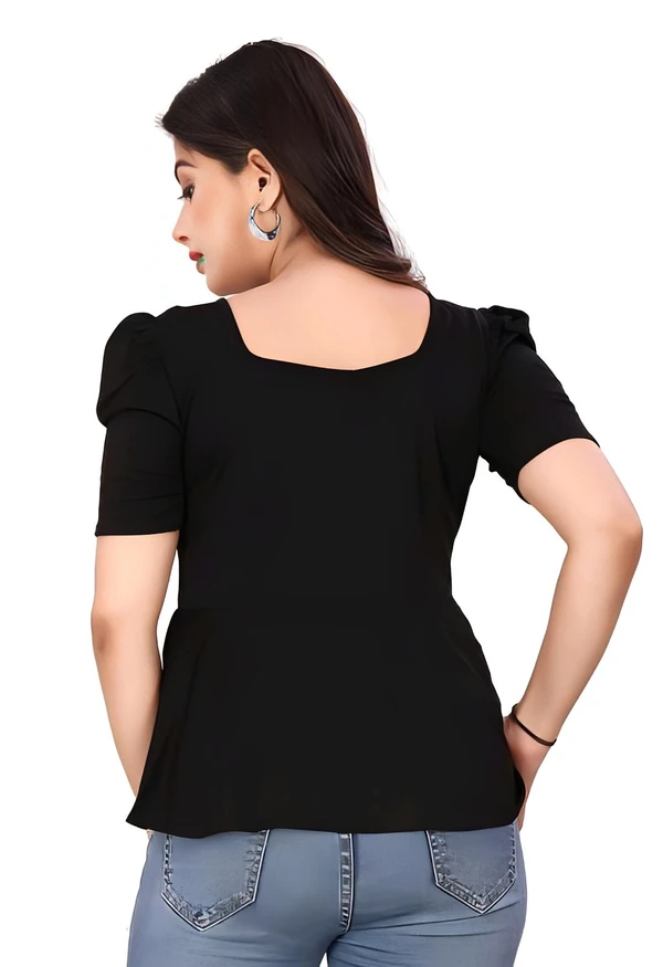 Casual Solid Top - Black, L, Free