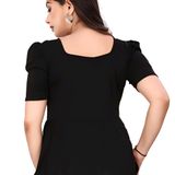 Casual Solid Top - Black, M, Free