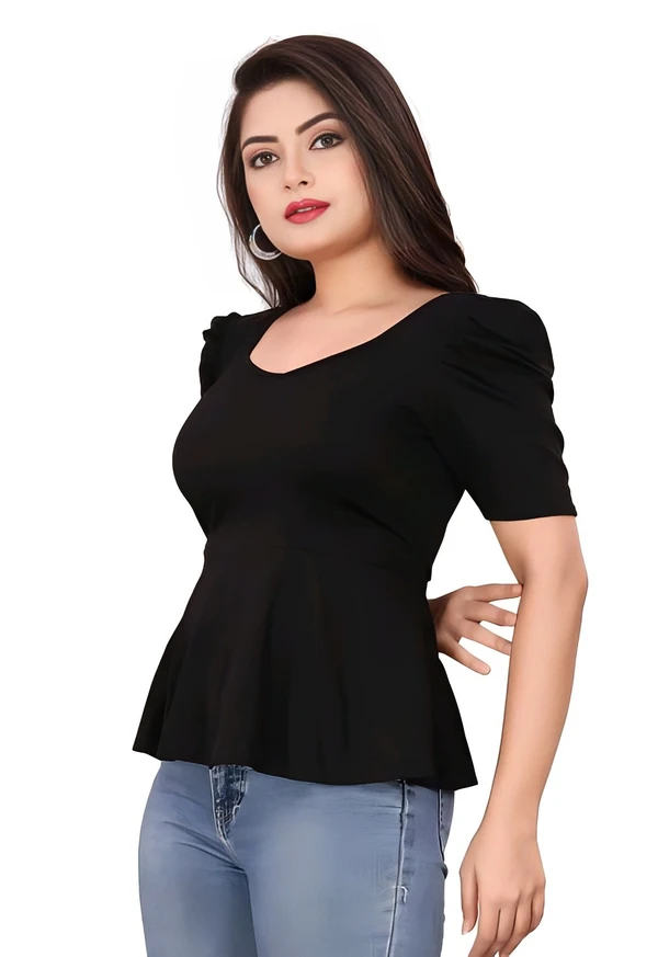 Casual Solid Top - Black, XL, Free