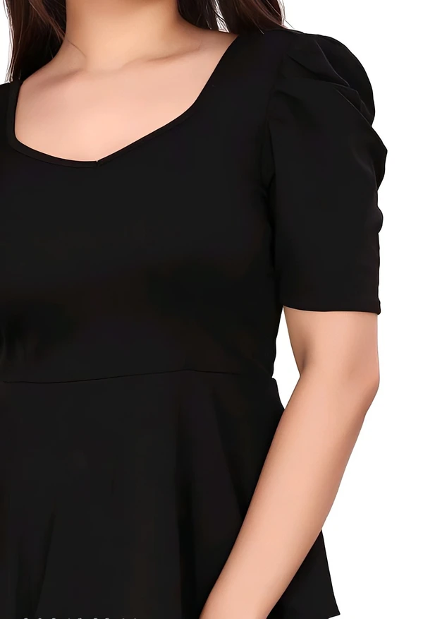 Casual Solid Top - Black, L, Free