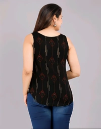 Rayon Printed Top - Black, XS, Free