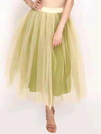 Double layer Skirt - Wheat, 28, Free