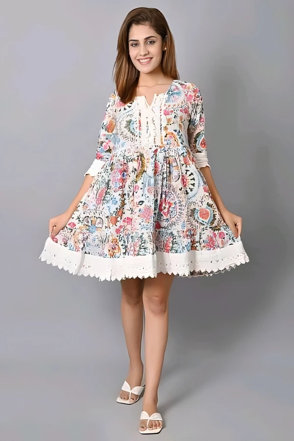 Cute Short Dress - Multicolor, S, Free