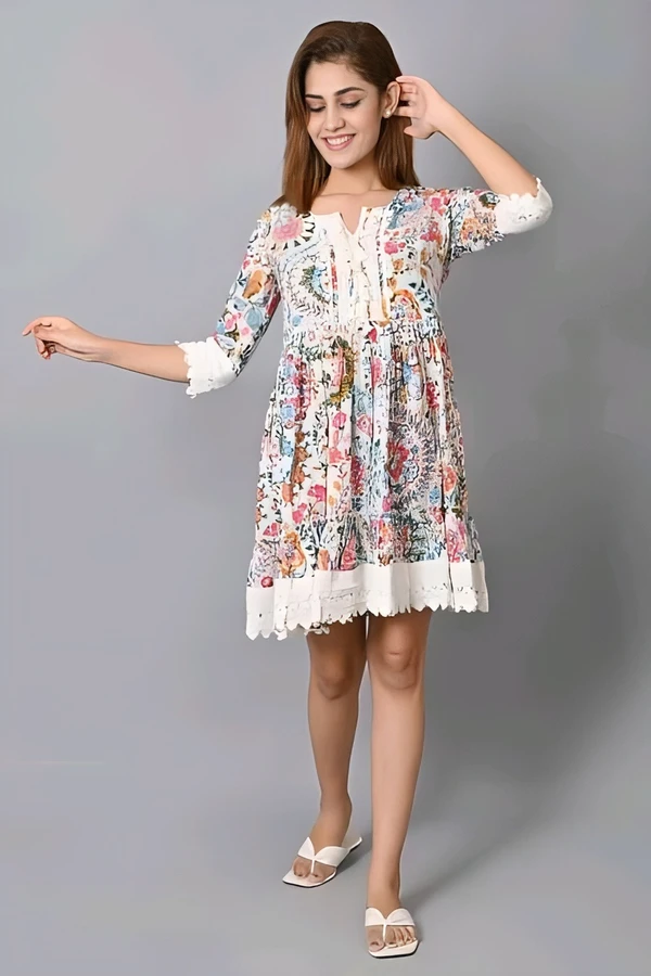 Cute Short Dress - Multicolor, XXL, Free