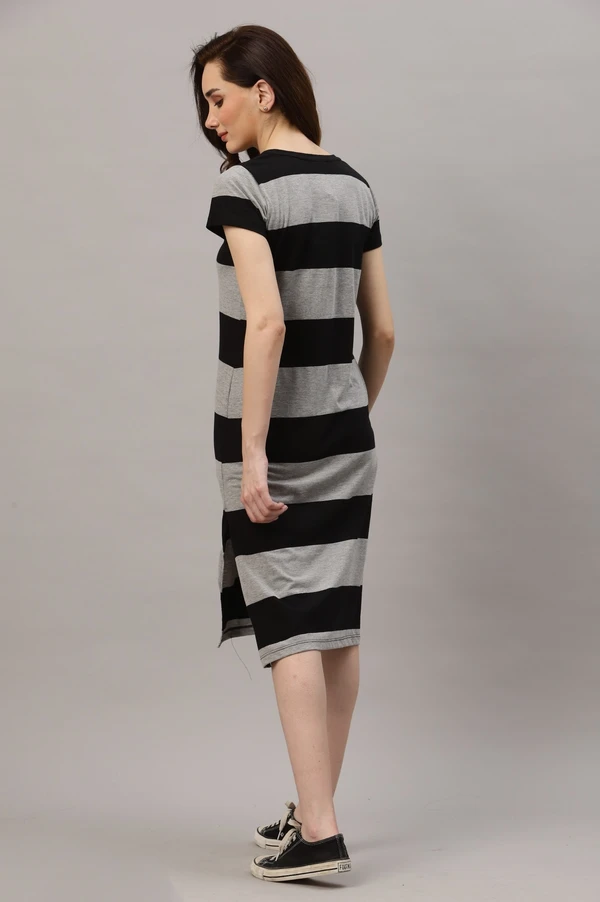 Cotton Stripe Short Dress - Multicolor, M, Free