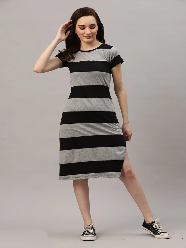 Cotton Stripe Short Dress - Multicolor, XL, Free