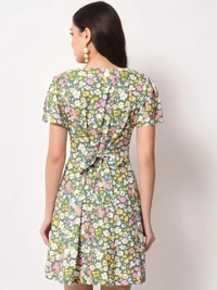 Rayon Floral Printed Dress - Multicolor, M, Free