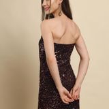 Side Slit Short Dress - Sepia Black, XL, Free