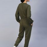 Cotton Solid Tracksuit - Olive, S, Free