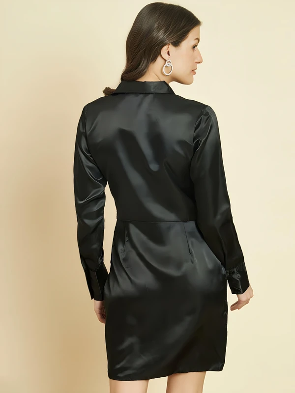 Unique Wrap Dress - Black, L, Free