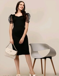 Partywear Dress - Black, L, Free