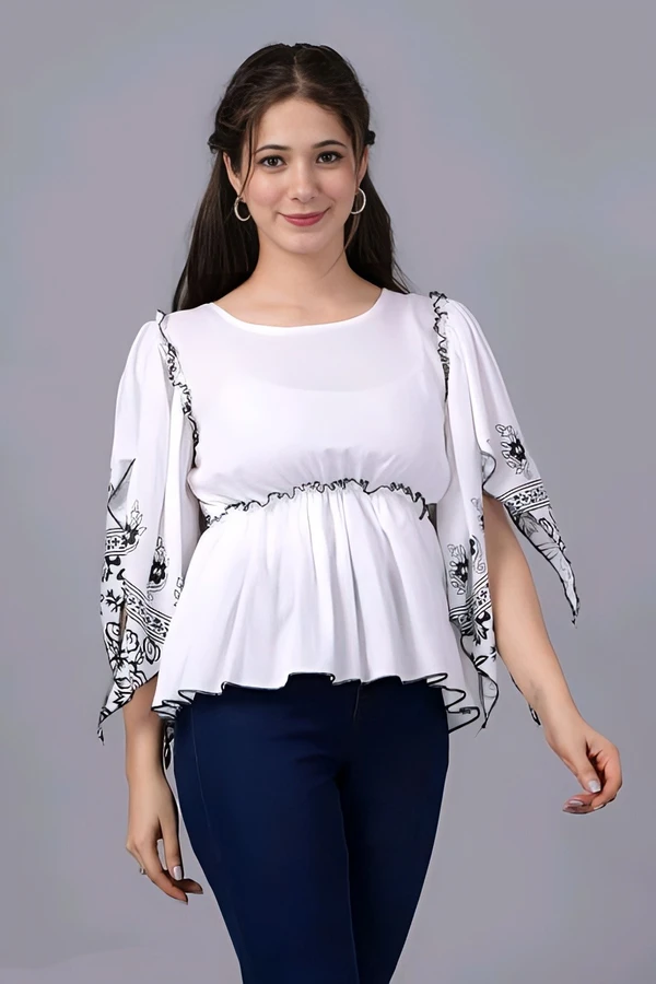 White Rayon Top - White, M, Free