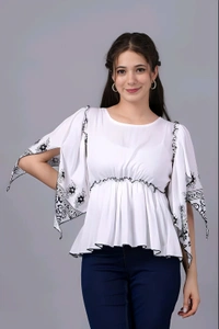 White Rayon Top - White, L, Free