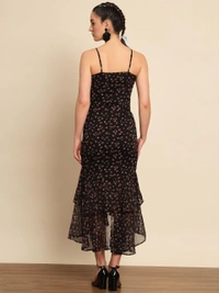 Black Floral Dress - Black, M, Free