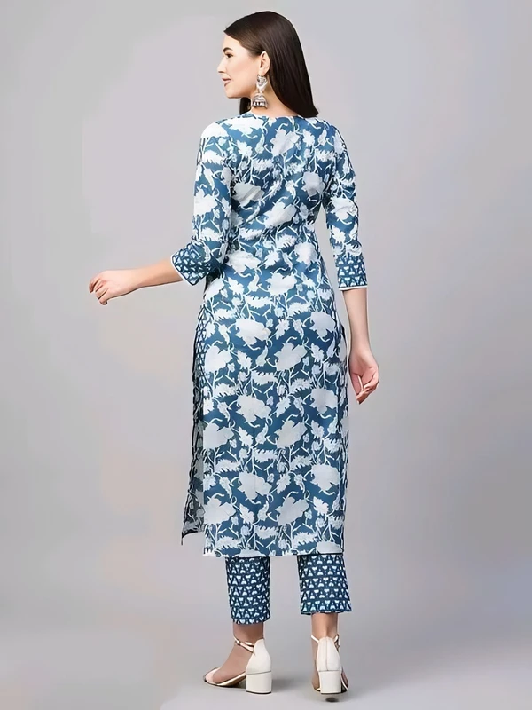 Cotton Printed Kurta Set - Multicolor, XL, Free