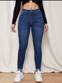 Stretchable Casual Jeans - Navy Blue, 28, Free