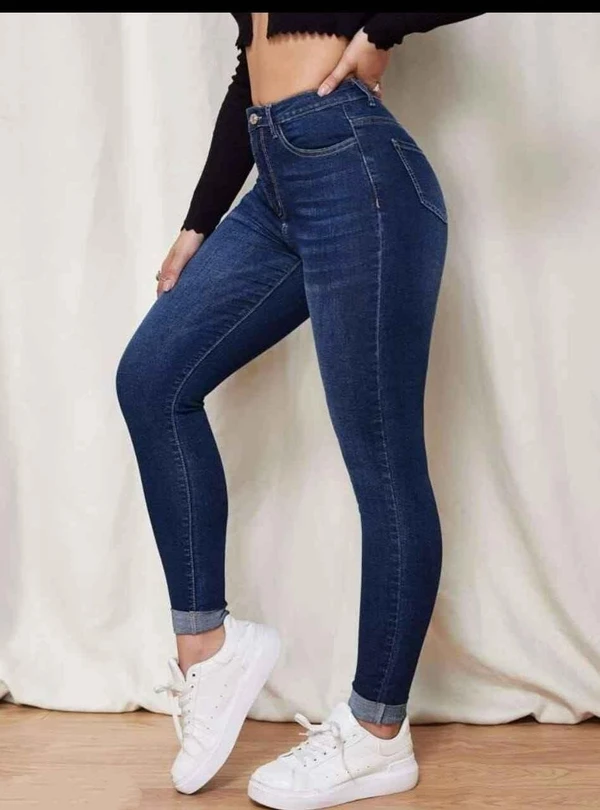 Stretchable Casual Jeans - Navy Blue, 26, Free