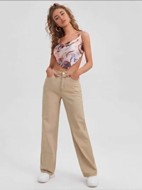 Bell Bottom Jeans - Beige, 30, Free