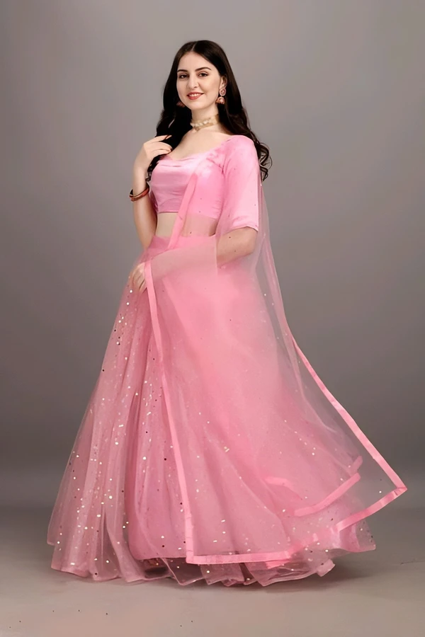 Baby Pink Lehenga Choli - Beauty Bush, Un Stitched, Free