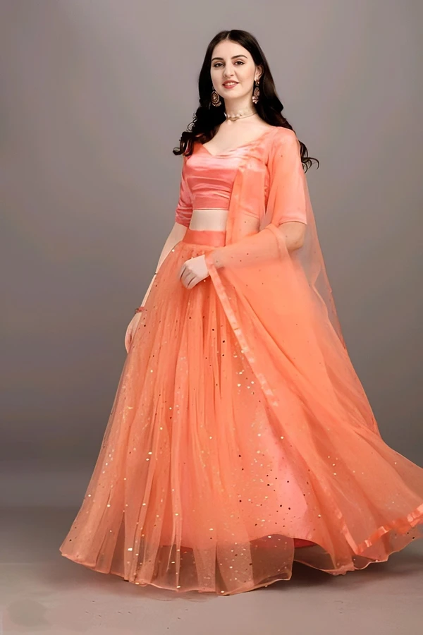 Haldi Lehenga Choli - Salmon, Free Size, Free