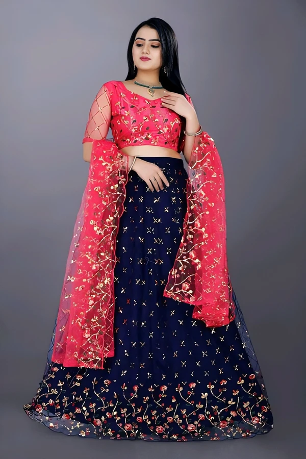 Designer Thresd Lehenga - Multicolor, Free Size, Free