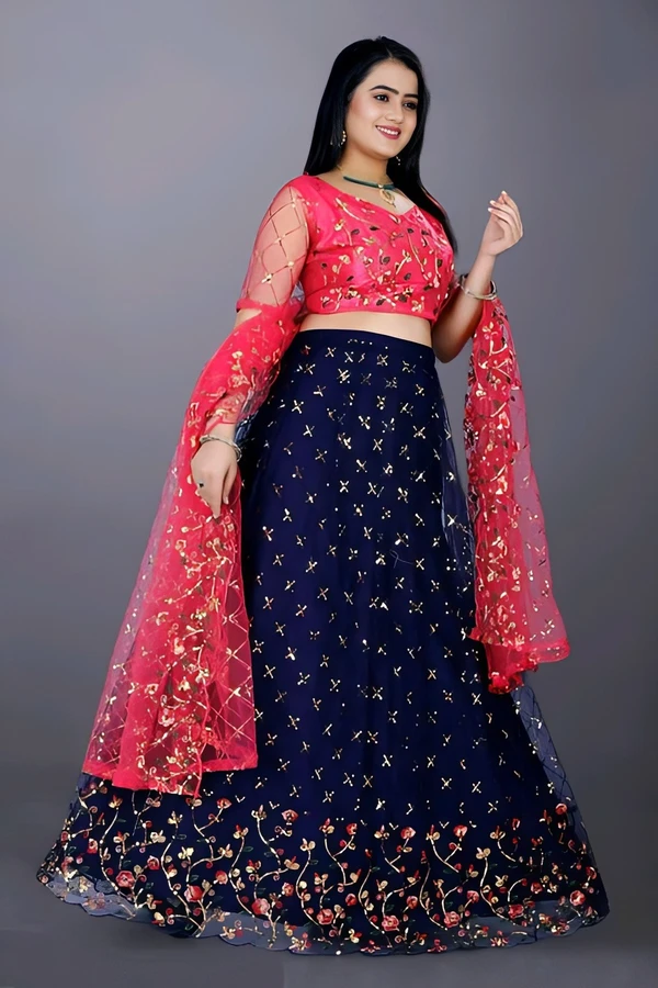 Designer Thresd Lehenga - Multicolor, Free Size, Free