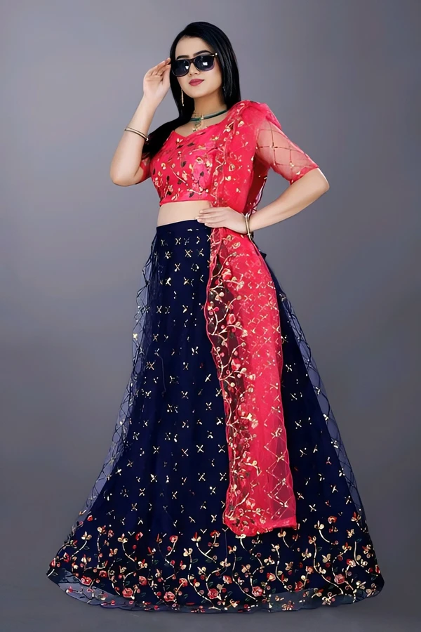 Designer Thresd Lehenga - Multicolor, Free Size, Free