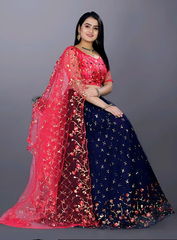 Designer Thresd Lehenga - Multicolor, Free Size, Free