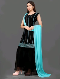 Sharara With Dupatta Set - Black, L, Free
