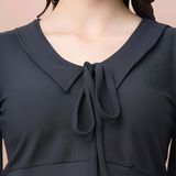 Solid Cotton Blend Top - Black, S, Free