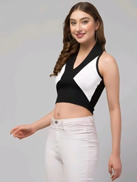 Unique Design Top - Black & White, S, Free