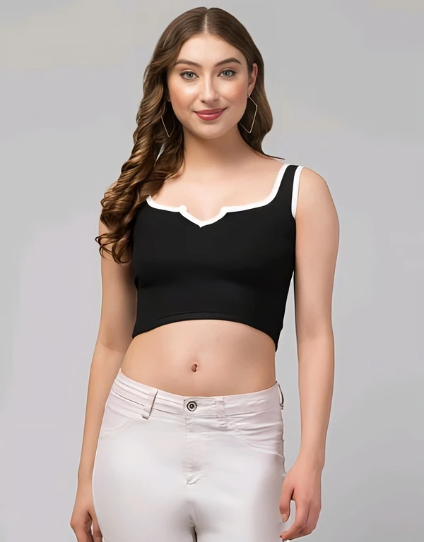 Flared Crop Top - Black, L, Free