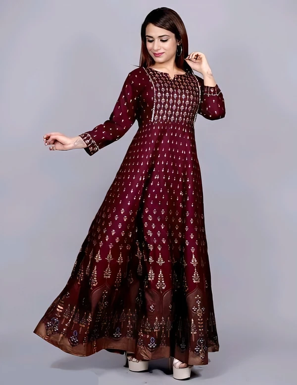 Anarkali Gown - Bordeaux, XL, Free