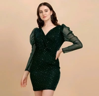 Fancy Short Dress - Black Bean, M, Free